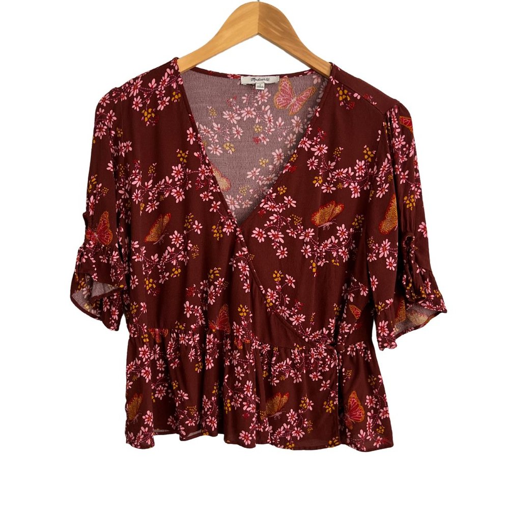 Madewell floral wrap top. Size 6